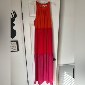 ANDREE BY UNIT Orange and Pink Maxi Dress